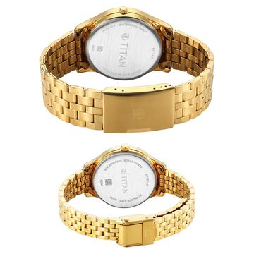 Titan Karishma Bandhan Champagne Dial Analog Stainless Steel Strap watch for Couple