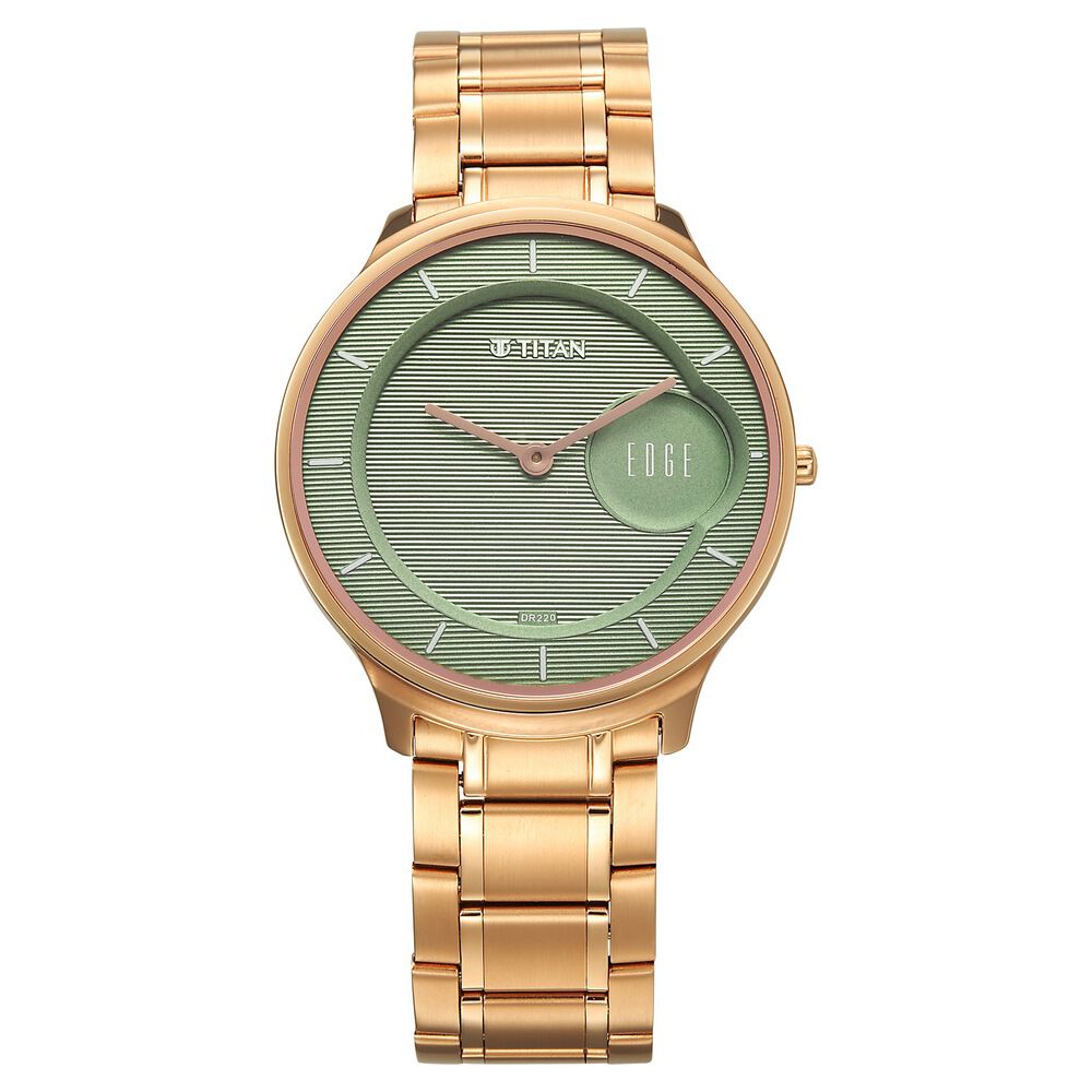 Titan Edge Murals Quartz Analog Green Dial Stainless Steel Strap Watch For Men-image-21