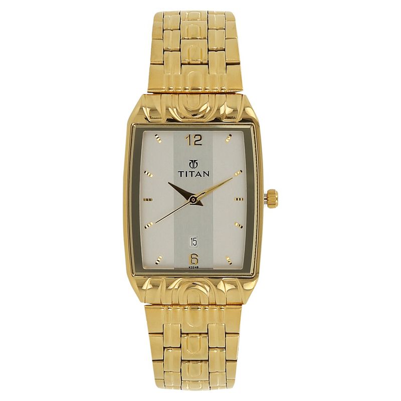 Titan Quartz Analog with Date Silver Dial Stainless Steel Strap Watch for Men