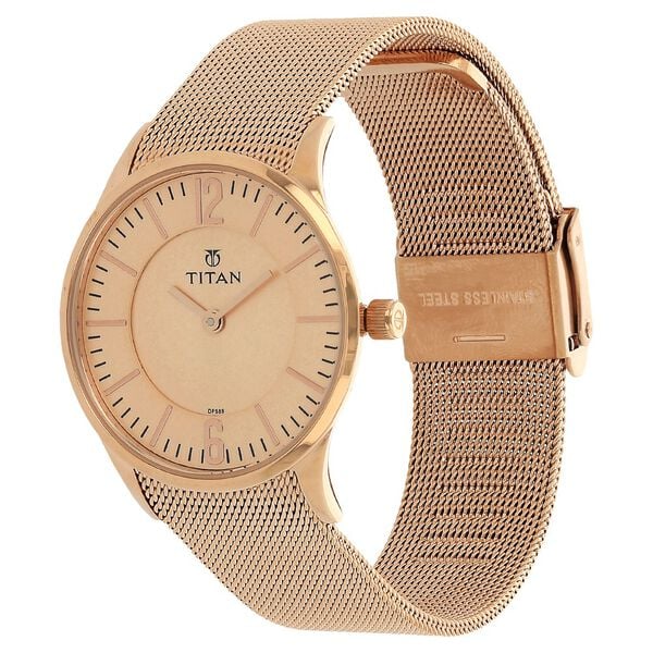 Titan Quartz Analog Rose Gold Dial Stainless Steel Strap Watch for Women - image number 1