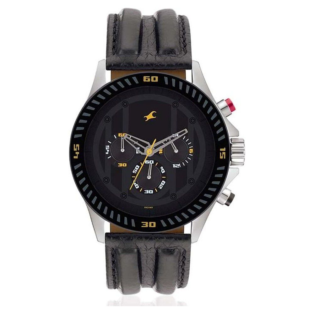 Buy Online Fastrack Quartz Chronograph Grey Dial Leather Strap Watch for Guys nd3072sl04 Titan