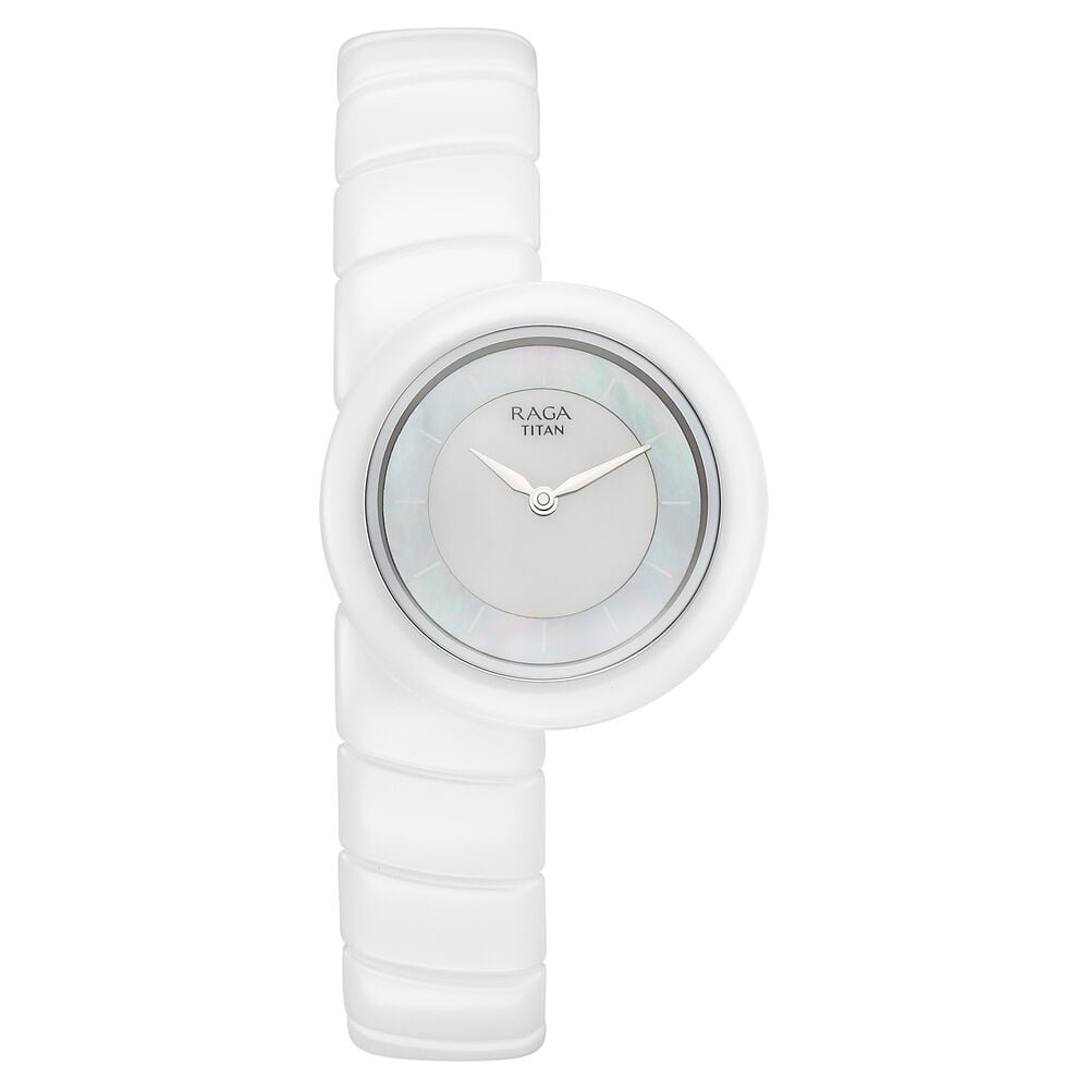 Titan Raga Chic Glam Quartz Analog Two Toned Dial With Mother OF Pearl White Ceramic Strap Watch For Women-image-31