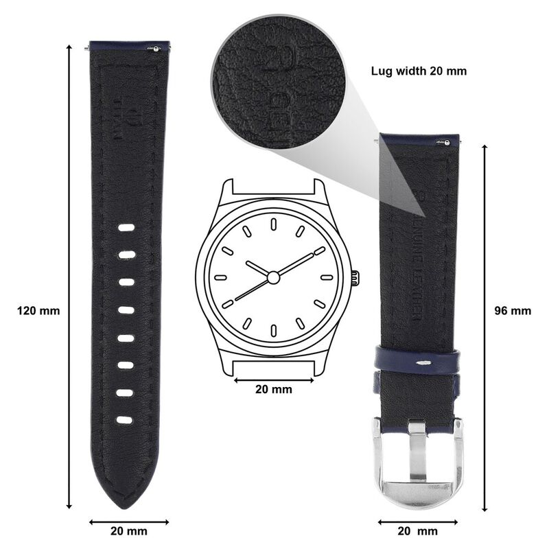 Genuine Leather Racing Style Universal Watch Strap - Blue