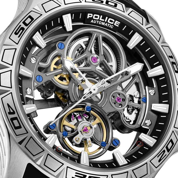 Police Quartz Analog Grey Dial Black Silicone Strap Watch For Men - image number 2