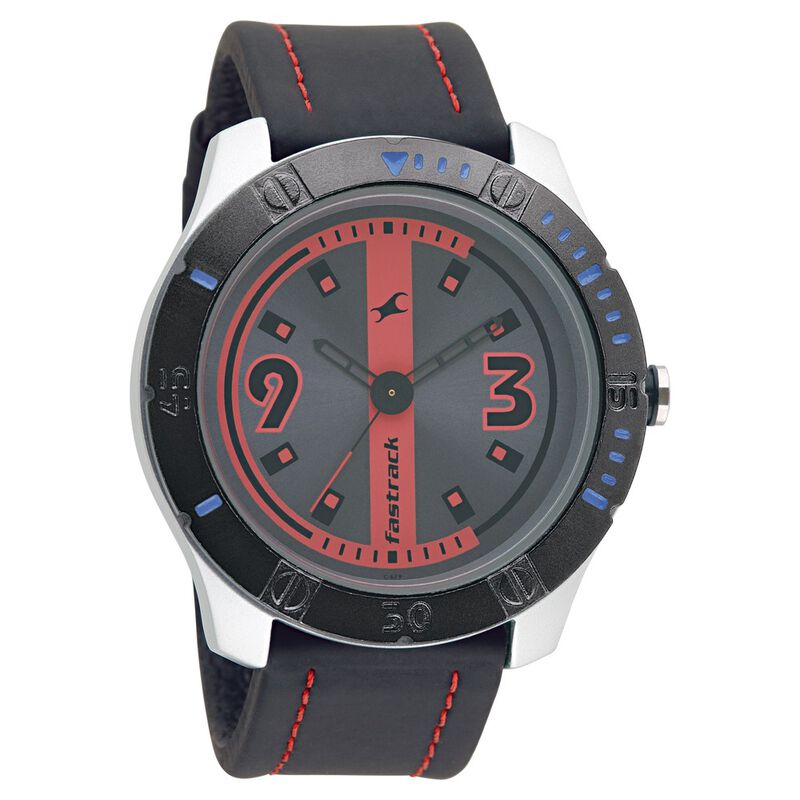 Fastrack Quartz Analog Grey Dial Leather Strap Watch for Guys