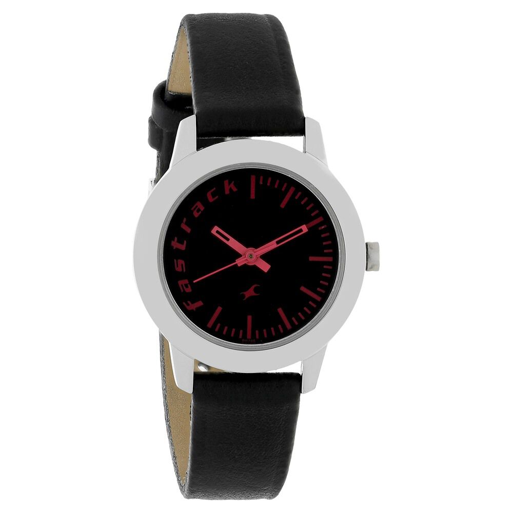 Buy Online Fastrack Fundamentals Quartz Analog Black Dial Leather Strap Watch for Girls np68008sl02 Titan