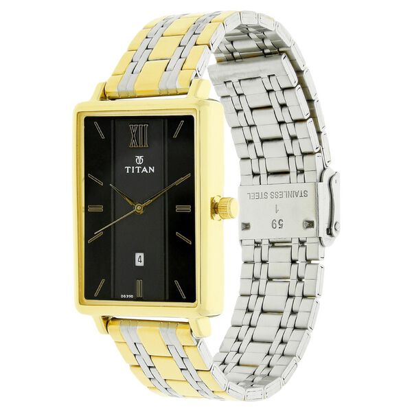 Titan Quartz Analog with Date Black Dial Stainless Steel Strap Watch for Men - image number 1