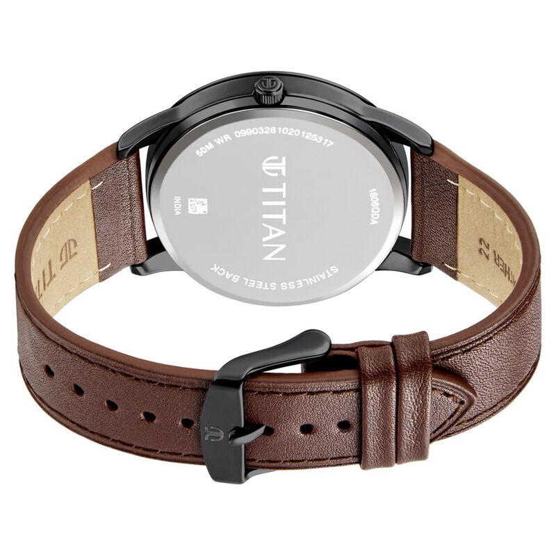 Titan Quartz Analog Leather Strap Watch for Men - image number 3
