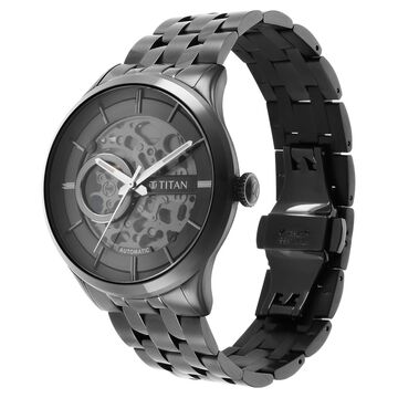 Titan Metal Mechanicals Automatic Grey Dial Grey Stainless Steel Strap Watch For Men