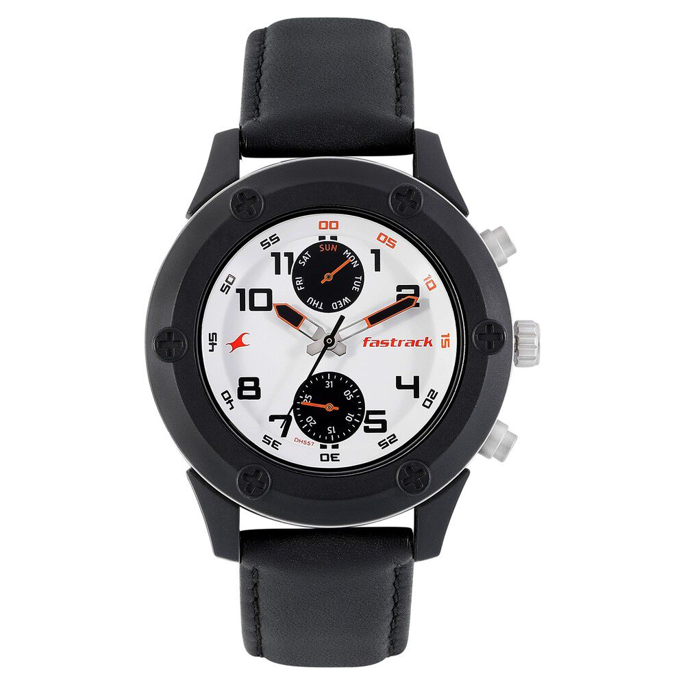 Buy Online Fastrack Modular Quartz Analog White Dial Leather Strap Watch for Guys nl3182kl35 Titan
