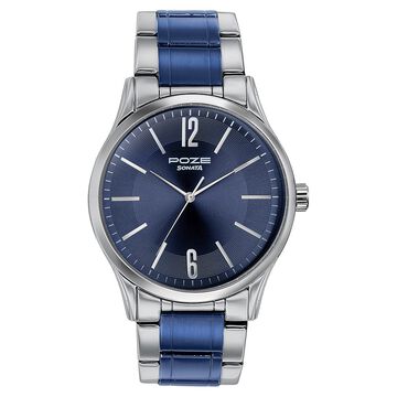 Sonata Poze Quartz Analog Blue Dial Metal Strap Watch for Men
