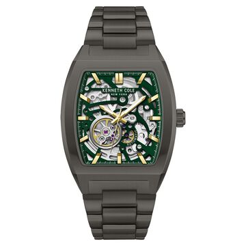 Kenneth Cole Gun Metal Automatic Stainless Steel Bracelet Watch For Men
