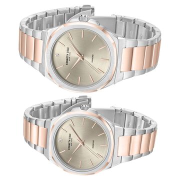 Kenneth Cole Kenneth Cole Quartz Analog Grey Dial With Rose Gold Stainless Steel Strap Watch for Couple