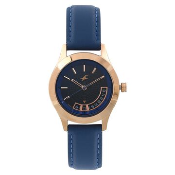 Fastrack All Nighters Quartz Analog with Date Blue Dial Leather Strap Watch for Girls