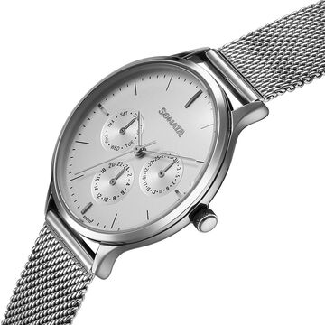 Sonata Festive Quartz Multifunction Silver Dial Metal Strap Watch For Women