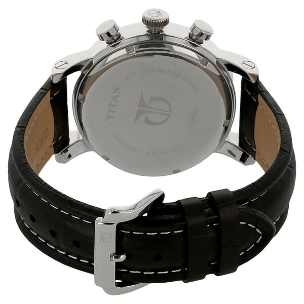 Titan Chronograph White Dial Chrono Quartz Leather Strap watch for Men - image number 3