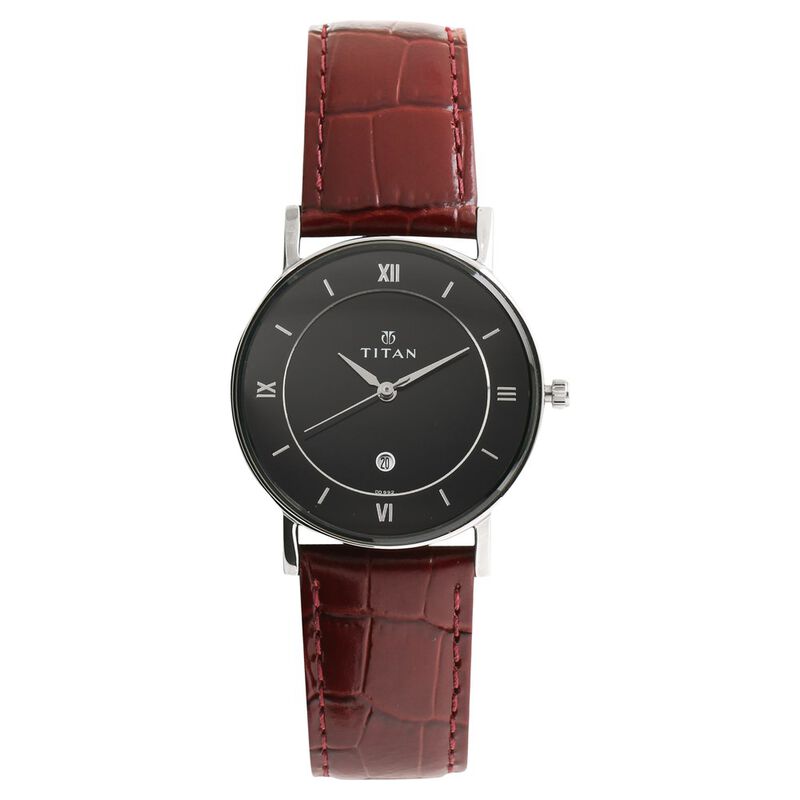 Titan Quartz Analog with Date Black Dial Leather Strap Watch for Men