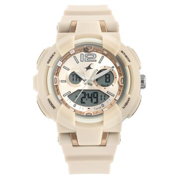 Fastrack Street Line Quartz Analog Digital Off White Dial PU Strap Watch for Girls
