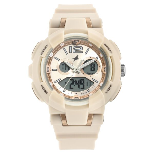 Fastrack Street Line Quartz Analog Digital Off White Dial PU Strap Watch for Girls - image number 2