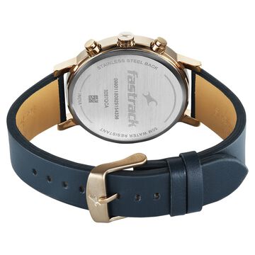Fastrack Chrome K Quartz Multifunction Blue Dial Blue Leather Strap Watch For Guys