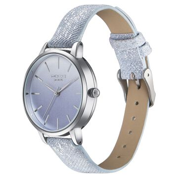 Sonata Poze Quartz Analog Silver Dial Pink Color Leather Strap Watch For Women