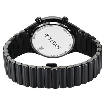 Titan Micromotors Analog with Date and Sun-Moon Sub-Dial and Blue Dial Black Stainless Steel Strap Watch for Men