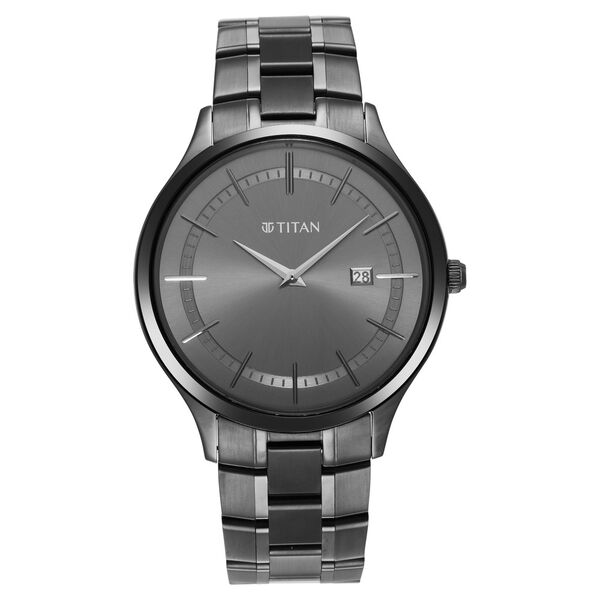 Titan Classique Slimline Anthracite Dial Analog with Date Stainless Steel Strap watch for Men - image number 1