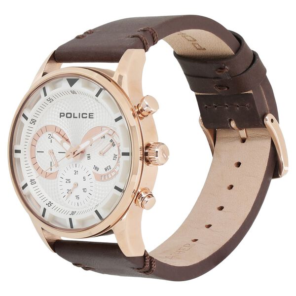 Police Quartz Multifunction Silver Dial Leather Strap Watch for Men - image number 1