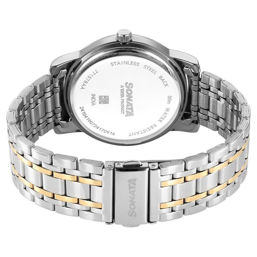 Buy Online Sonata Wedding Quartz Analog Blue Dial Stainless Steel Strap Watch For Men 77157bm01 Titan