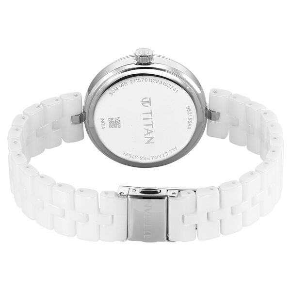 Titan Purple Ceramics Quartz Analog Mother of Pearl Dial White Ceramic Strap Watch For Women - image number 4