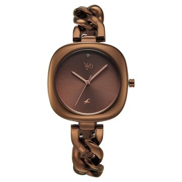 Vyb Spotlight By Fastrack Quartz Analog Brown Dial Brown Metal Strap Watch For Girls