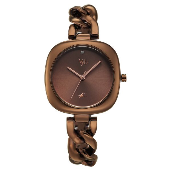 Vyb Spotlight By Fastrack Quartz Analog Brown Dial Brown Metal Strap Watch For Girls - image number 1