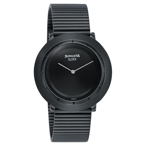 Sonata Sleek Black Dial Black-Tone Metal Bracelet Watch - image number 1