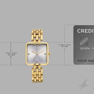 Vyb Minimalist By Fastrack Quartz Analog Silver Dial Golden Metal Strap Watch For Girls