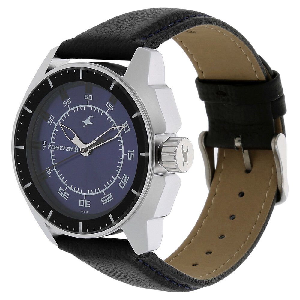 Buy Online Fastrack Quartz Analog Purple Dial Leather Strap Watch for Guys nr3089sl01 Titan