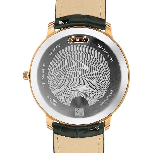 Titan Nebula Lustre 18 Karat Gold Quartz Analog with Date Green Dial Green Leather Strap Watch For Men - image number 5