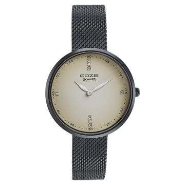Sonata Poze Quartz Analog White Dial Mesh Strap Watch for Women