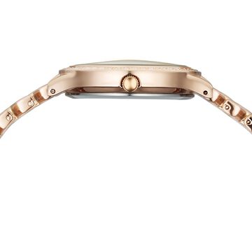Vyb Spotlight By Fastrack Quartz Analog Silver Dial Rose Gold Metal Strap Watch For Girls