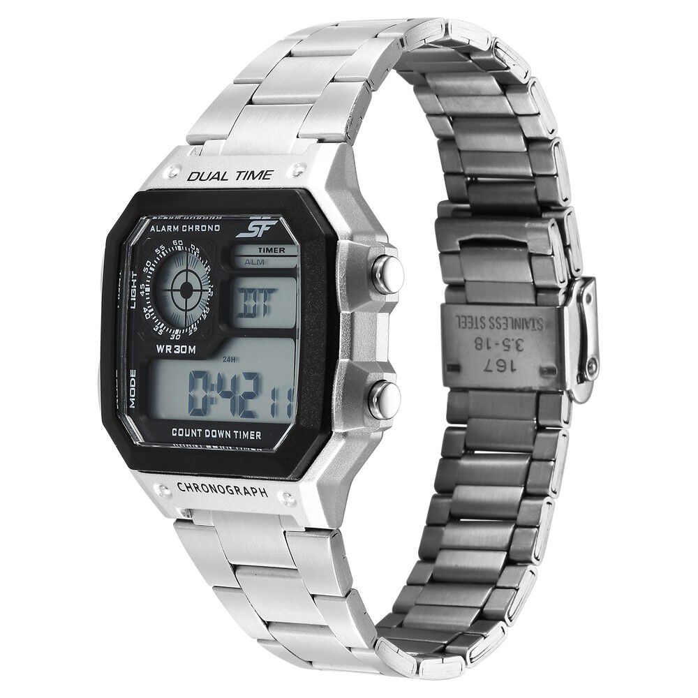 Buy Online SF Hexa Metal Digital Digital Black Dial Stainless Steel Strap Watch for Unisex 77134pm01w p Titan