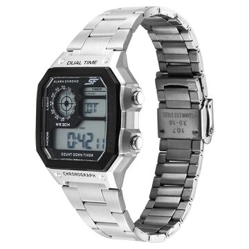 SF Digital Dial Silver Stainless Steel Strap Watch For Unisex