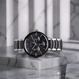 Titan Ceramic Fusion Quartz Multifunction Blue Dial Silver Dual-Toned Stainless Steel Bracelet Watch for Men