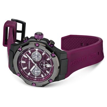 Cerruti 1881 Purple Dial Silicone Strap Watch for Men