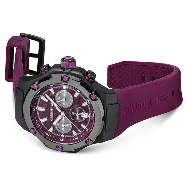 Cerruti 1881 Purple Dial Silicone Strap Watch for Men - image number 3