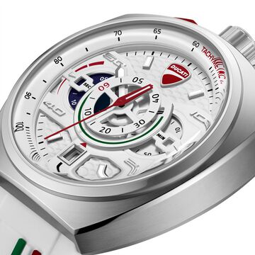 Ducati Quartz Chronograph Silver Dial White Silicone Strap Watch For Men