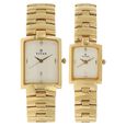 Titan Quartz Analog with Date White Dial Stainless Steel Strap Watch for Couple - image number 0