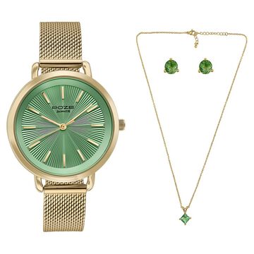 Sonata Poze Quartz Analog Green Dial Metal Strap Watch For Women