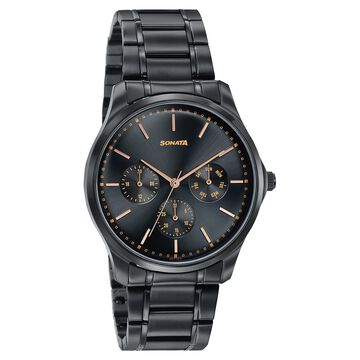 Sonata Men's Work Wear black Watch - Premium Multifunction design for everyday style