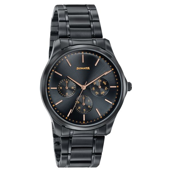 Sonata Men's Work Wear black Watch - Premium Multifunction design for everyday style - image number 1