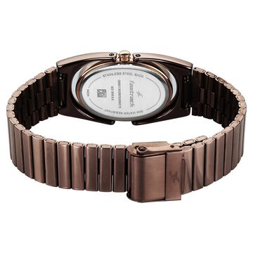 Fastrack UFO Quartz Analog Brown Mother Of Pearl Dial Brown Colour Stainless Steel Strap Watch For Girls