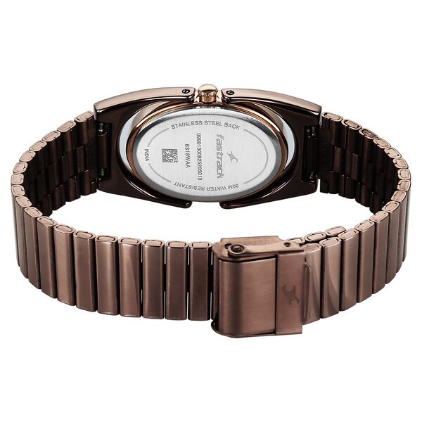 Fastrack UFO Quartz Analog Brown Mother Of Pearl Dial Brown Colour Stainless Steel Strap Watch For Girls - image number 5